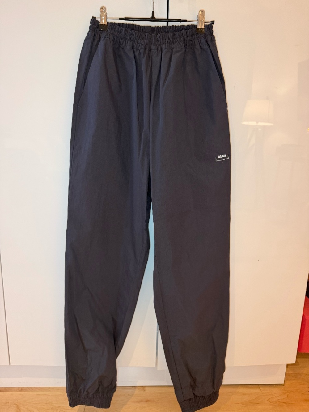 RAINS unisex track pants/joggers; Small size, Blue
